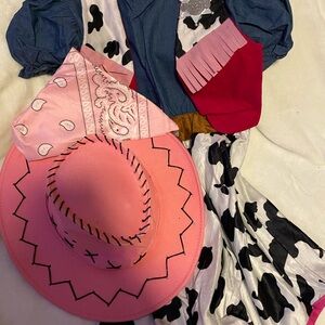 Cow Print Dress with Pink Cowboy Hat